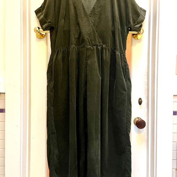 TOAST needlecord dress green XL XXL 16 18 sash pleated - Picture 2 of 16